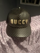 Gucci Black/Gold Polka Dot Mesh Back Trucker ...