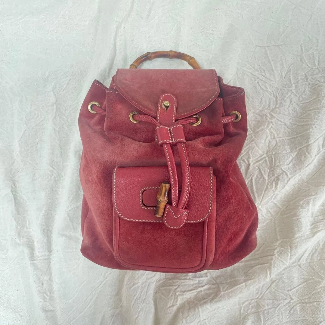 GUCCI レッド スエード バックパック Gucci Bamboo Backpack Red Bags & Handbags for Women for sale | eBay