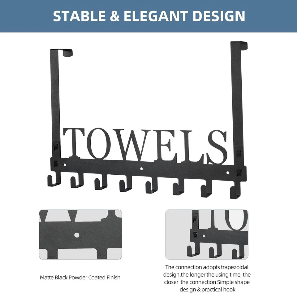 Ganchos para colgar sobre la puerta, toallero de baño, resistente, para colgar Foto 4 de 4
