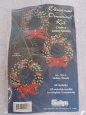 Vintage New Sulyn Holiday Wreath Sequin  Beaded Christmas Ornament Kit