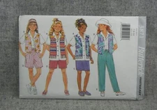 Butterick 3871 Girls Tops Skirts Shorts Pants side pockets 7 8 10 Uncut