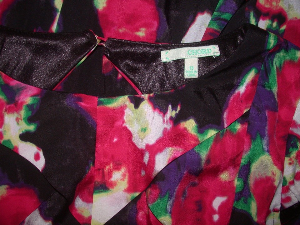 CHORD Womens Ladies Juniors Size 13 Dress Short Cap Sleeve Floral Print