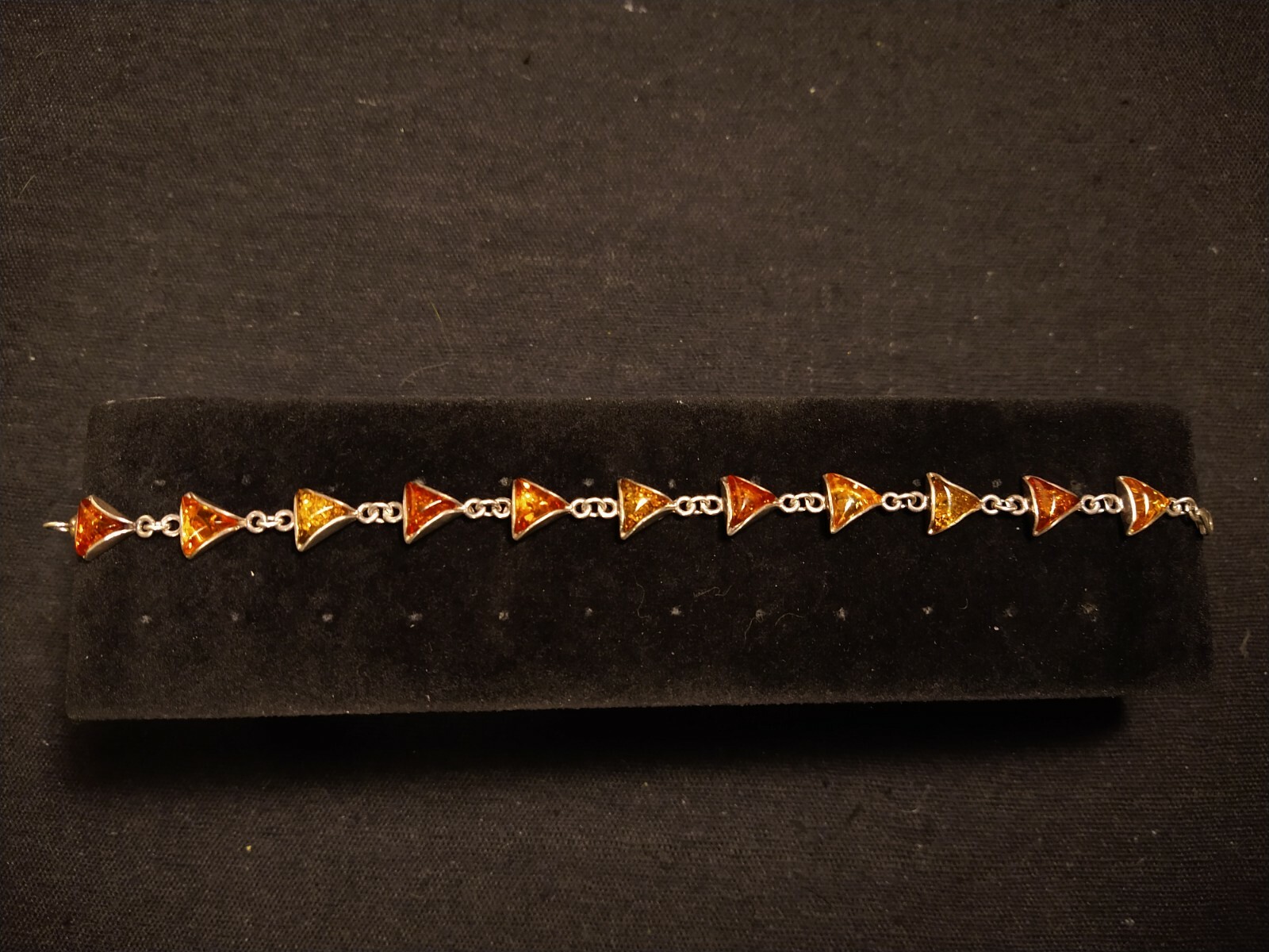 Sterling Silver Triangular Cut Amber Gemstone Bra… - image 6