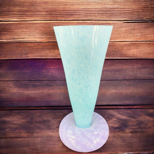 R Guy Corrie Union Street Glass Lavender Aqua Donut Glass Vase Glass W Sticker