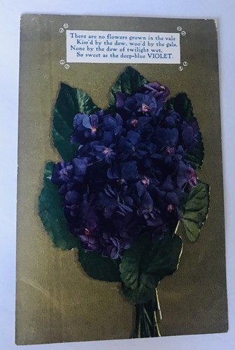 Set Of 4 Unused Antique Post Cards W/Various Flowers And Greeting Poems - Picture 4 of 6