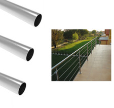 Edelstahl V2A Rundrohr Ø42,4mm Handlauf Rohr nach Maß Geländer geschliffen K320