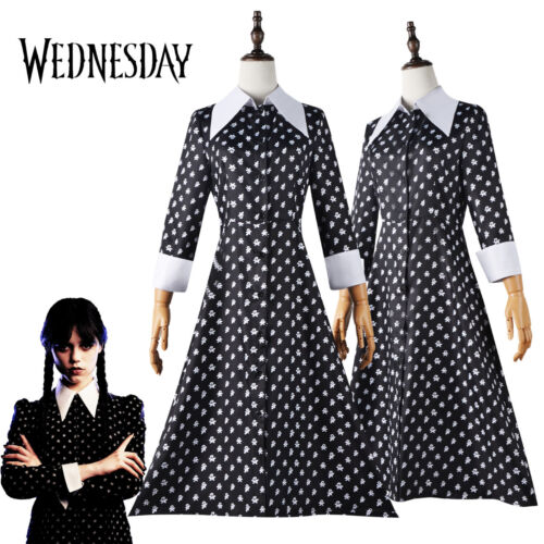 Wednesday Addams Dress Costume Adult Girls Cosplay Fancy Dress Party Outfit - Picture 1 of 21