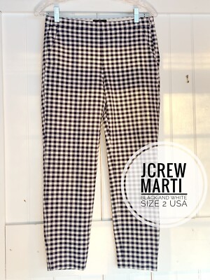 【USED】Checkered cropped pants J.Crew Martie Black & White Gingham Checkered Crop Pants Size 2