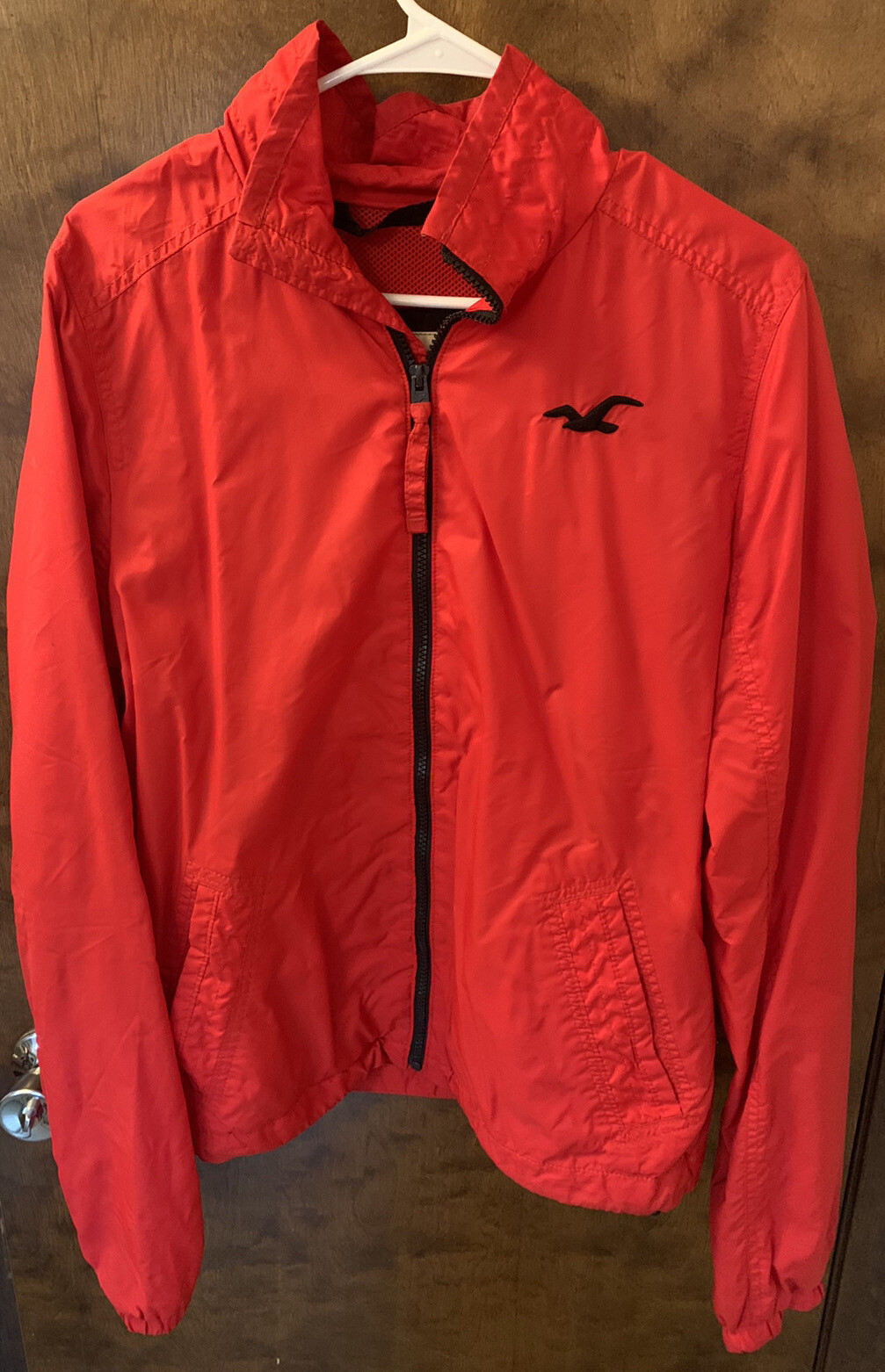 Mens Hollister Red Rain Jacket Size L 