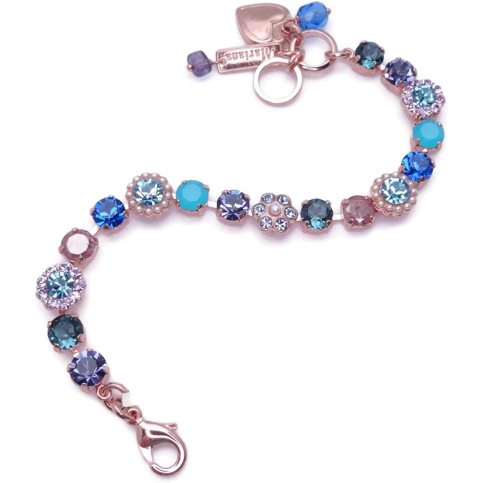 Brazalete Mariana Eléctrico Azul Púrpura y Azul Cristal Flor Oro Rosa 1163 Nuevo con Etiquetas Foto 3 de 4