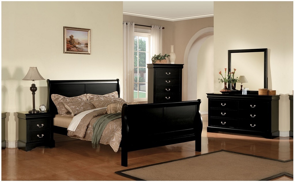 4pc Queen Size Set Padded Platform Bed Dresser Mirror Nightstand Espresso Finish For Sale Online Ebay