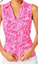 Lilly pulitzer imara polo Pink blossom foxy llama Sz Large (T)