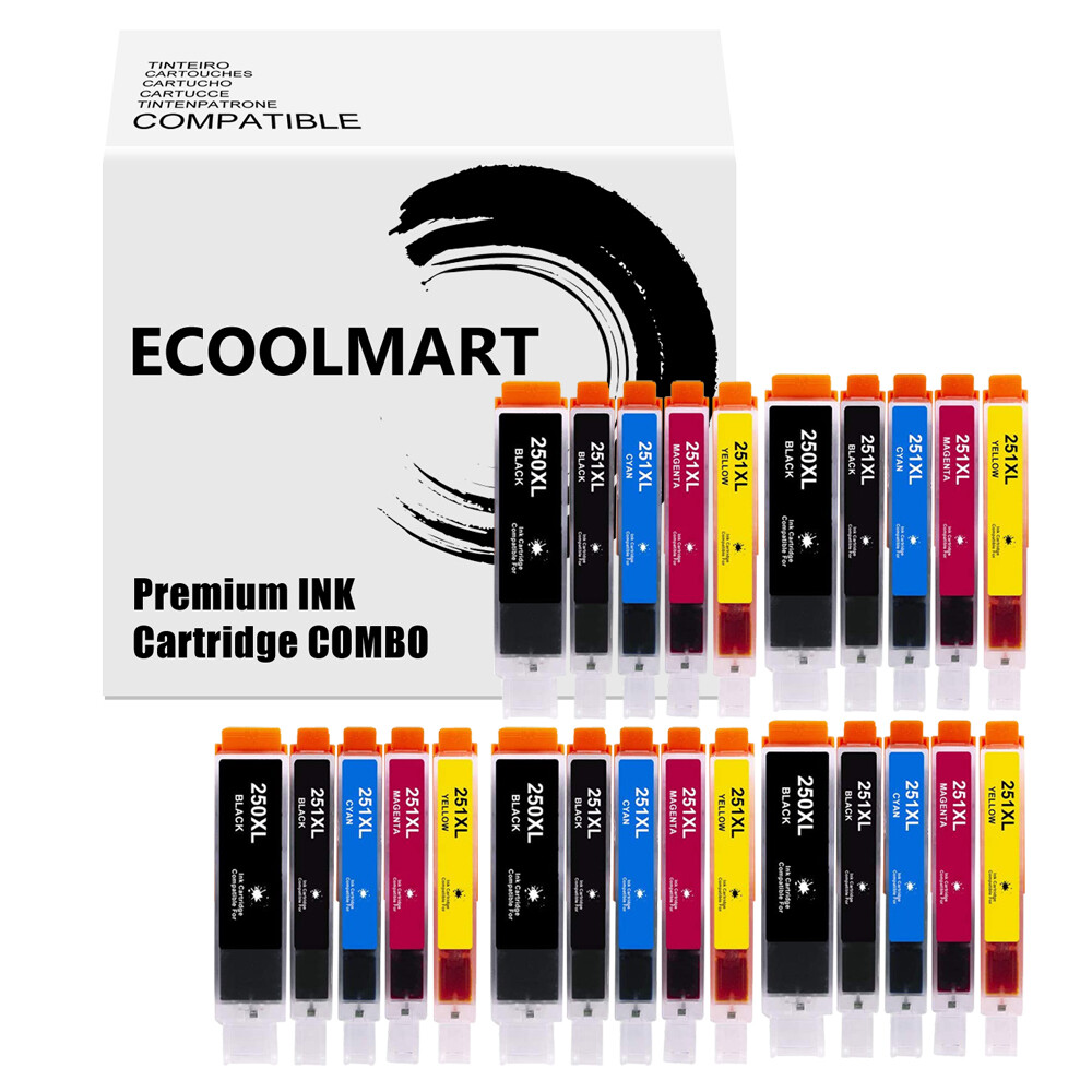 25PK Ink with chip for PGI-250 CLI-251 PIXMA IX6820 MG5420 MG5522 MG6420 MX722