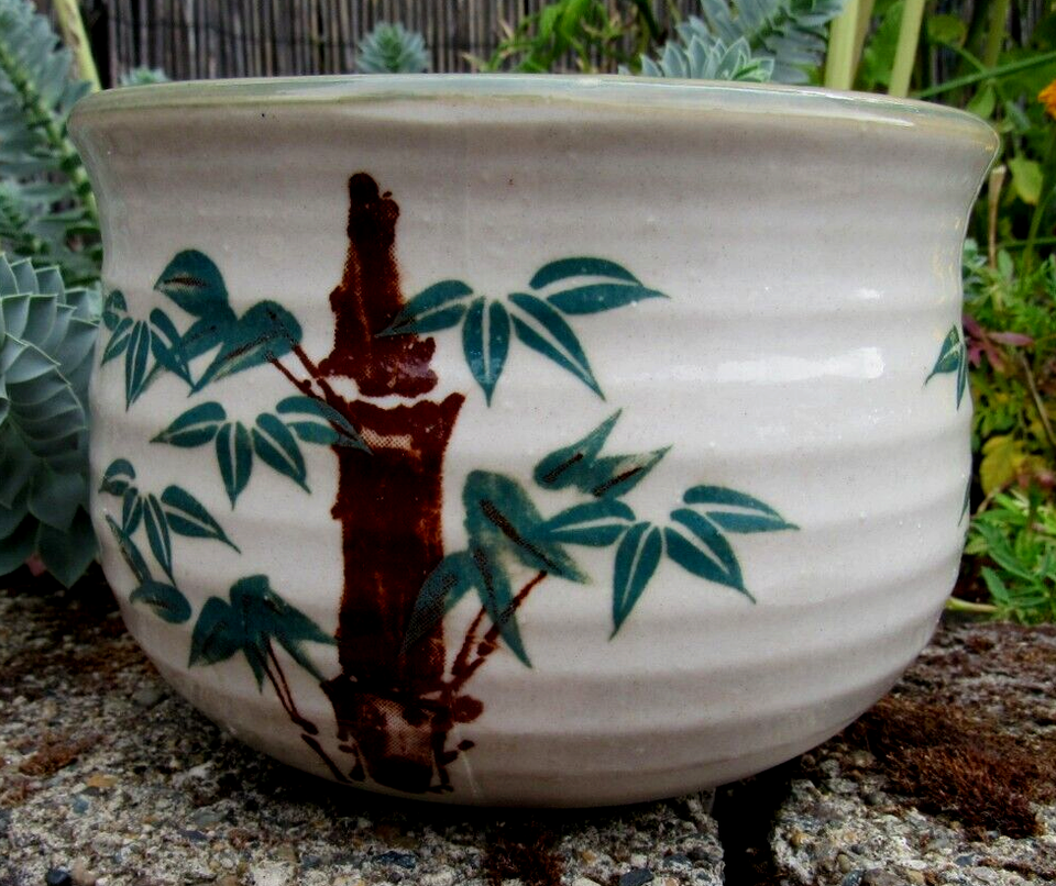 Vintage Bamboo Design Pottery Porcelain Planter Flower Pot Vase China
