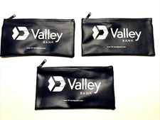 3  ZIPPERED Valley Bank Deposit Bags dark blue NEW UNUSED