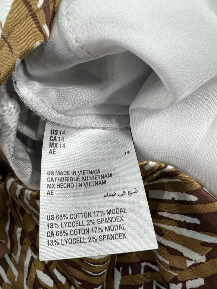 Alfani искусственного надежном юбка женщин размер 14 коричневый белый бриллиант печать 2 кармана новый - Изображение 4 из 4