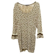 Adorn Sheer Lace Dress XL Beige Romantic Hyper Feminine Fairy Whimsy Paisley