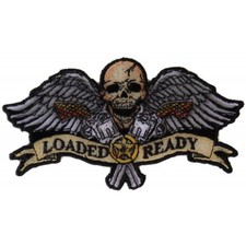 Skull and Wings Pistols Sew On /Iron On Embroidered Patch Loaded and Ready
