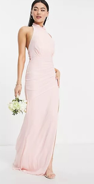 Tfnc London Tfnc Pleated Bridesmaid Dress Tfnc Lace Detail Maxi