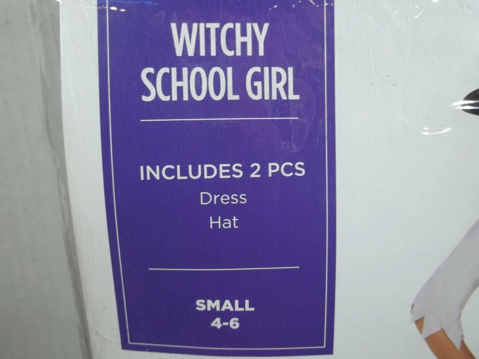 WITCHY SCHOOL GIRL Halloween Costume, CHILDS Size SMALL (4-6) - Image 2 of 4