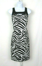 MICHAEL KORS SIZE 6 WHITE TIGER STRIPE DRESS COTTON SPANDEX / ACETATE LINING