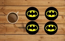 BATMAN LOGO ROUND COASTER SET OF 4 CUSTOM MADE