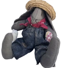 Rare Handmade Primitive Style Cloth Rabbit Bunny Americana USA Farmhouse Vtg 80s