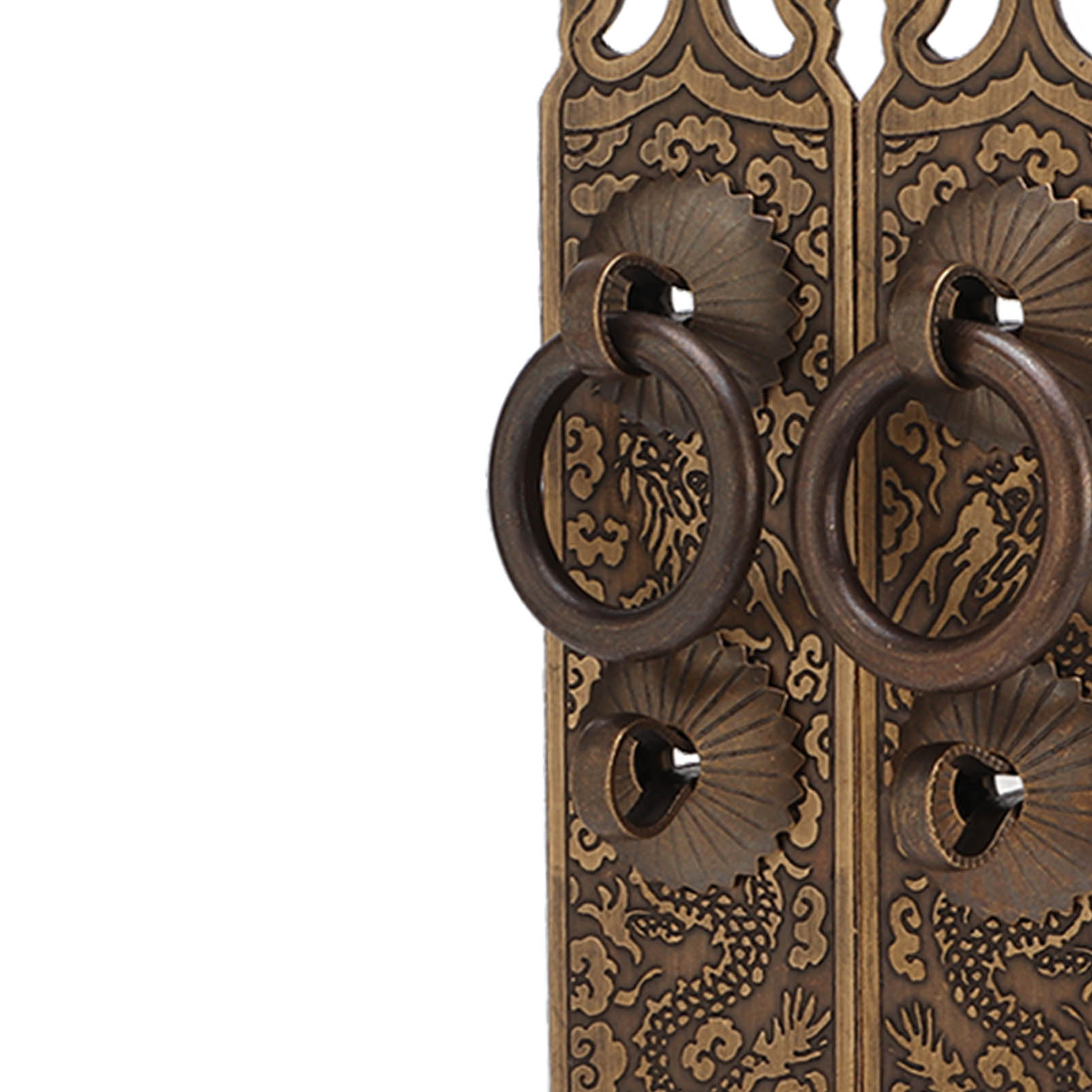 2set Faceplate Lucky Pattern Handle Bronze Chinese Brass Door