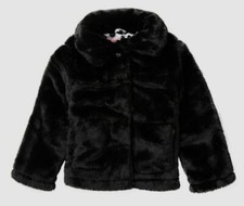 85 Urban Republic Kids Girl's Black Snap-Button Faux-Fur Coat Jacket Size 5/6