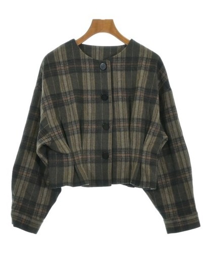 Tnewties Collarless Jackets BrownxBlackxWhiteetc.(Check Pattern) S 2200569551014