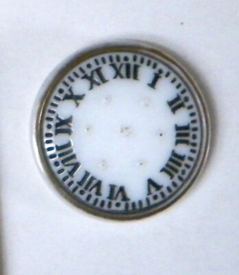 Bb CLOCK Watch FACE Vintage GLASS BUTTON Roman Numerals medium