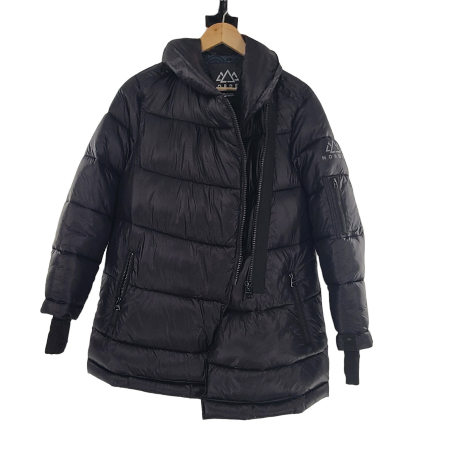 Norden Vegan Black Puffer Parka Coat Jacket Size Small - Gem