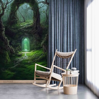 3D Magic Forest Time Gate Fantasy Self-adhesive Removable Wallpaper Murals