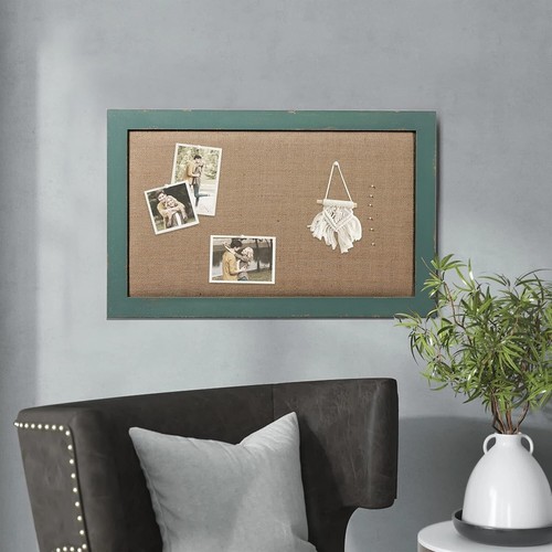 Expandable Memo Board in Turquoise - Large Linen Cork Wall Display for Memories - Picture 10 of 10
