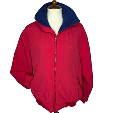 VTG Eddie Bauer Women’s L Fleece Lined Jacket Red Wind Foil Full Zip Made in USA