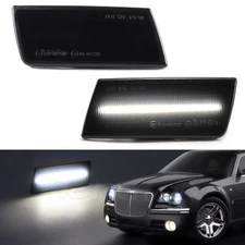 For 2005-2014 Chrysler 300 300C 300S Smoked White Front LED Side Marker Lights