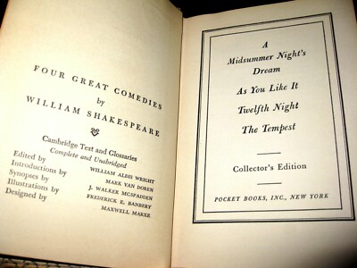 Four Great Comedies by William Shakespeare (1948, HC) Collectors