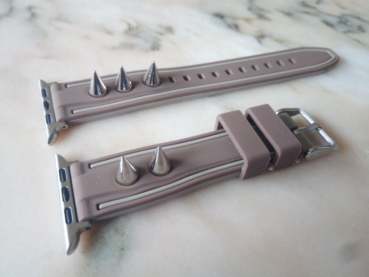 Brown Unique Spiked Design Punk Style Silicone Rubber Strap All Apple Watch
