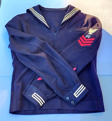 米軍実物 1950年代 US NAVY セーラートップ ビンテージ品 Vintage Naval Clothing Factory Navy Black Sailor Top Mens Sz