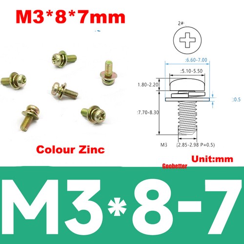M2 M2.6 M3 M4 Phillips Pan Head Machine Screws With Washer Round Cross Bolts Set - Picture 20 of 39