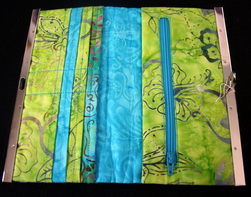 "Billetera de tela natural azul/verde hecha a mano para mujer 8"" x 4 1/2" - Imagen 3 de 3