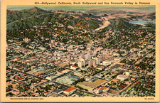 North Hollywood San Fernando California CA Elevated View C. 1940's Postcard