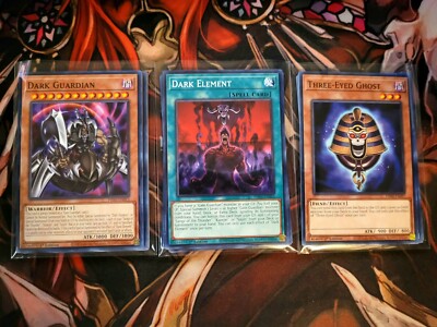YUGIOH THREE-EYE GHOST + DARK GUARDIAN + DARK ELEMENT PHNI COMMON 1ST EDITION 