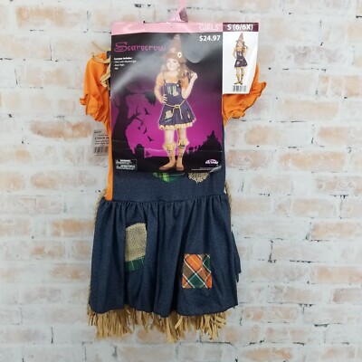 Fun World Scarecrow Multi-Color Halloween Costume Set Sz S 6 / 6X NEW