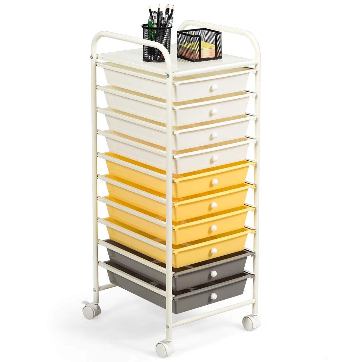 Julimoon 10 Drawer Storage Cart, Rolling Cart with Lockable Wheels, Trolley U...