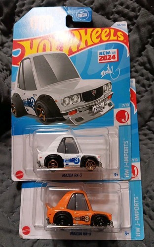 2 Auto Konvolut Hot Wheels Tooned Mazda RX-3 weiß & orange 156/250 HW J-Importe 2024 - Bild 2 von 5