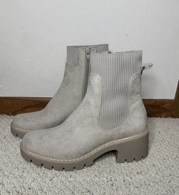 Brand New Women s Taupe Chunky Suede Chelsea Boot - Platform Ankle Boot