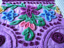 VTG CHENILLE BEDSPREAD FABRIC RARE PURPLE ON ...