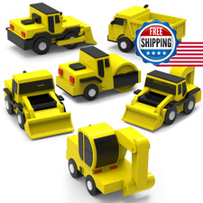 Tub Works Construction Trucks Mold Free Bath Toys, 6 Pack Sealed, No Hole