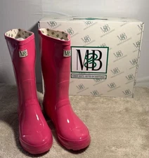 Girls Rubber Boot Waterproof Pink Gloss M&B Moneysworth & Best  Sz 5 Tall
